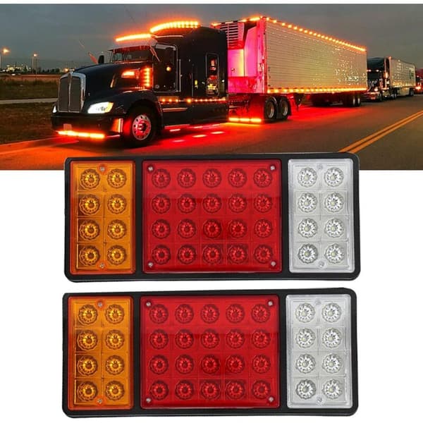 Sæt med 2 12V 36 LED bilbaglygter, bremselys, blinklys til lastbil, trailer, campingvogn, varevogn, baklys