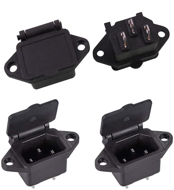 IEC320 C14/3-stifts hankontakt chassi PCB-panel strömingångsanslutning med lock AC 250V/10A 4 st