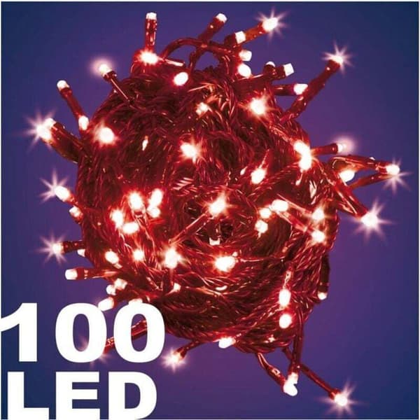 Firefly 100 LED röd ljusslinga med 8-funktionskontroll -