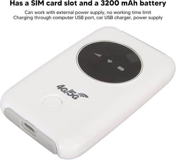 Upplåst 4G LTE WiFi Hotspot Router, SIM-kortplats & Micro-USB, 300 Mbps bärbart mobilt modem för resor
