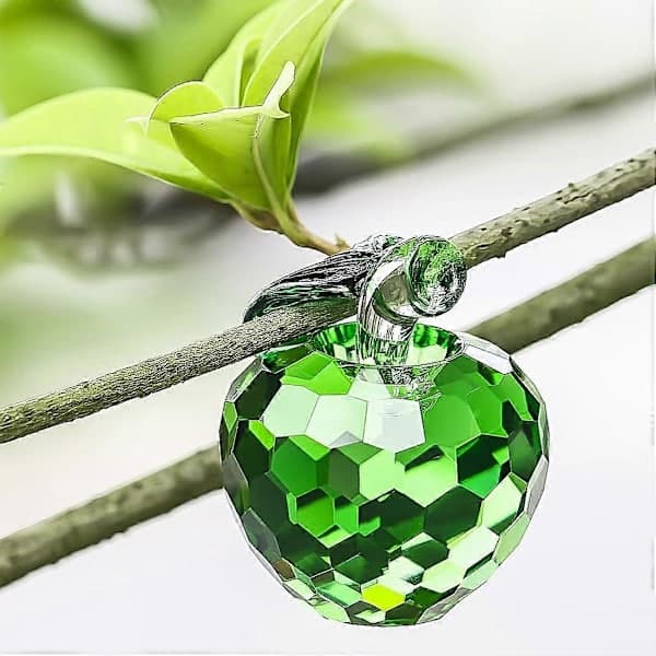 Kristalläpple Brevvikningskonst Glasfrukt Samlarobjekt, Grönt Äpple 40mm