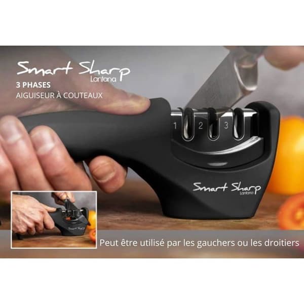 3-trinns knivsliper - Smart Sharp - Keramisk stein - Wolframkarbid - Ergonomisk håndtak