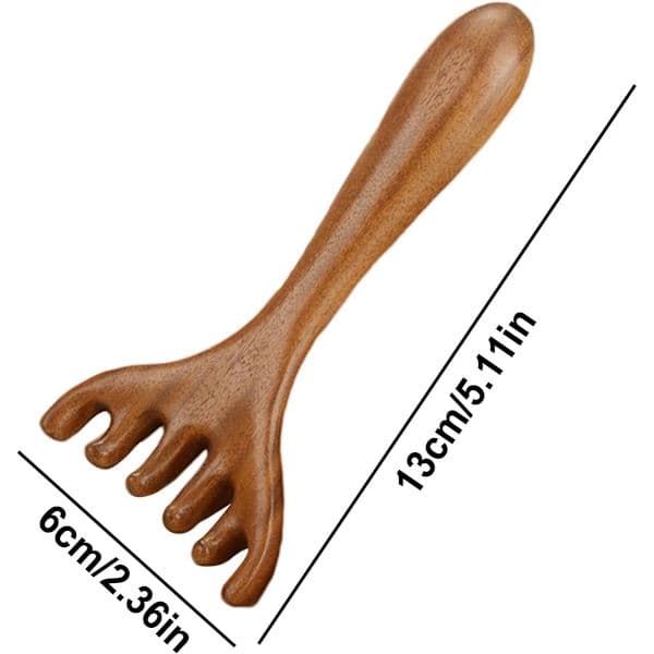 Massagekam, grov sandelträkam, huvudmassageterapi, blodcirkulation, stressreducering, 2 delar