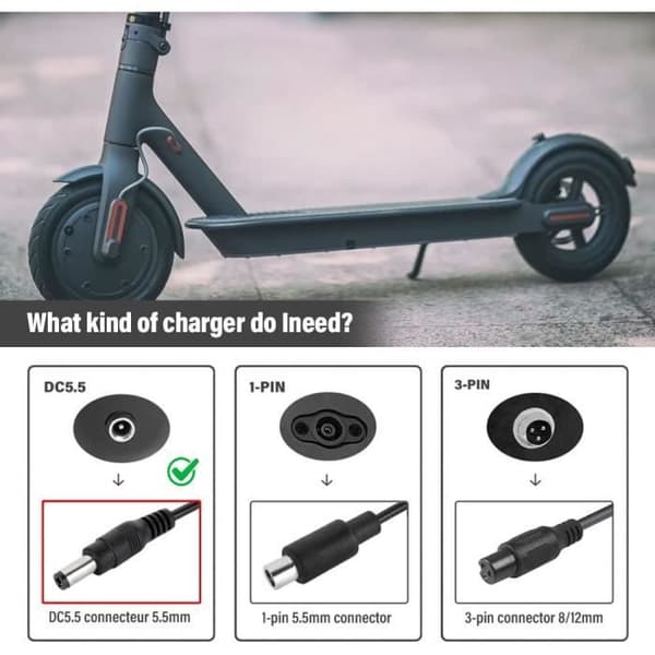 42V 2A El-scooteroplader, 36V Lithium El-cykel Batterioplader, Universal Adapter DC5.5 * 2.1MM
