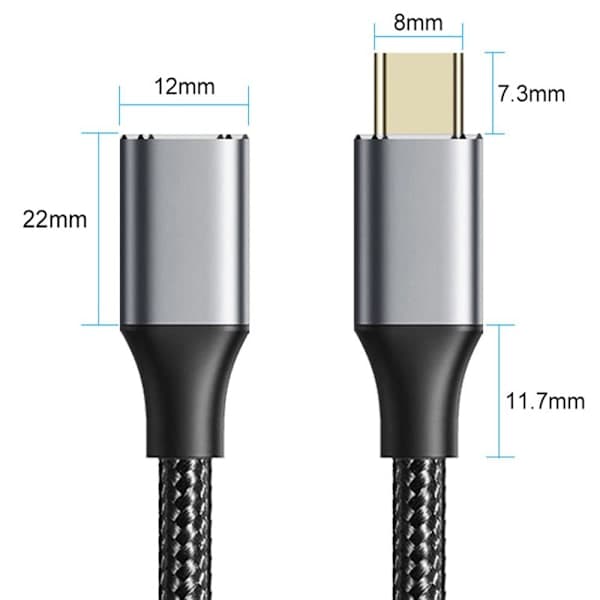 USB C -jatkokaapeli USB 3.1 Gen2 1m