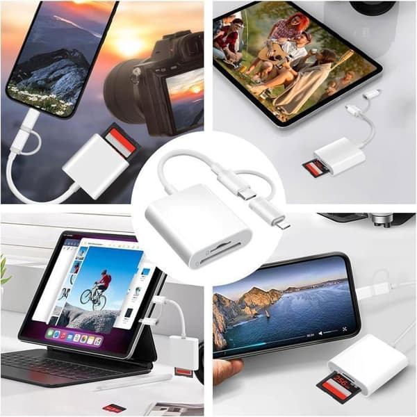 SD-kortlæser til USB-C og Lightning, SD/SD-adapter, eksterne hukommelseslæsere til
