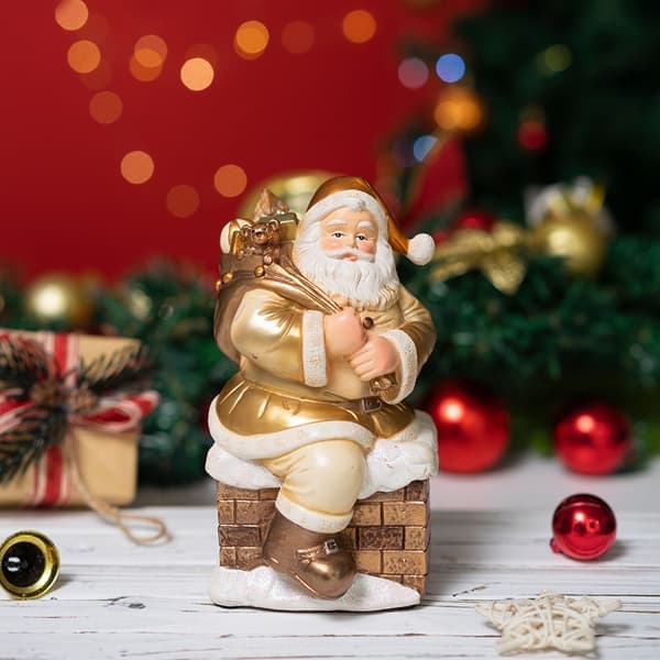 Julenissestatue Julefigur Dekor Julepynt Figurer Gull Gold 1