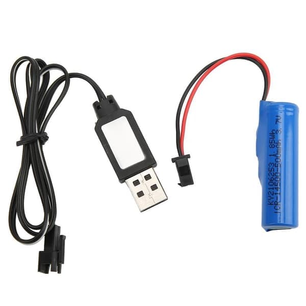 3.7V 500mAh litiumbatteri simulerad RC båtleksaksbatteri USB-laddningskabel RC båttillbehör för Flytec V005