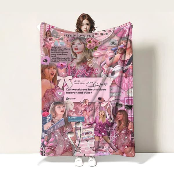 Taylor Swift Flannel Fleece Tæpper, Bløde Fluffy Tæpper, Børnesofatæppe, 130*150CM, Stil A7