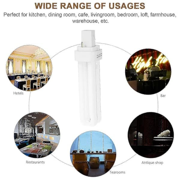 4 stk. kompakt lysstofrør 13W lysstofrør 2-bens stik LED pære lampe tilbehør