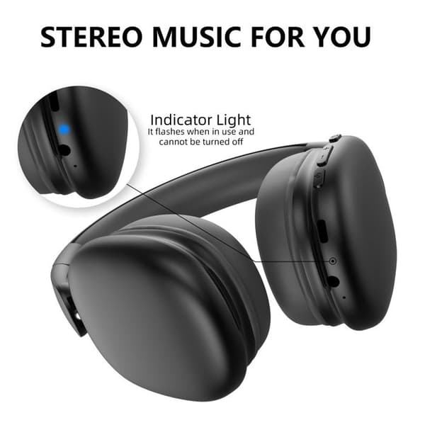 Disse sorte, over-ear trådløse Bluetooth-hovedtelefoner tilbyder dyb, rammeløs bas.