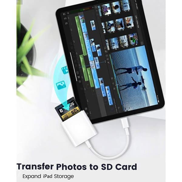 USB-C til SD-kort kamera læser til 15/15 Plus/15 Pro/15 Pro Max, Pro M1 Air, Pro/Air