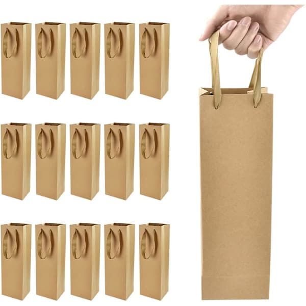 15 st Kraftpapper Vinflaskpresentpåse Champagneflaskpresentpåse