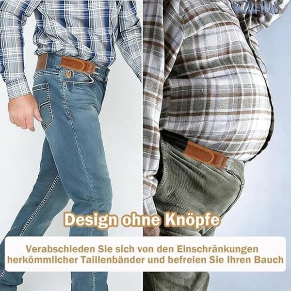 2-pak usynligt elastisk bælte til bukser og jeans, justerbar metalkrog Khaki 38