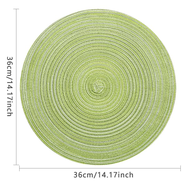 6 kpl pöytätabletteja, pyöreät PP-punotut tabletit, 36 cm (vihreä)