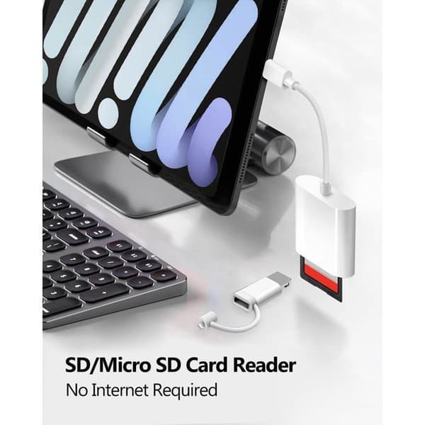 SD-kortlæser til telefon, USB-C-kortlæser med dobbelt SD/SD-slot, SD-kortadapter til USB-telefon