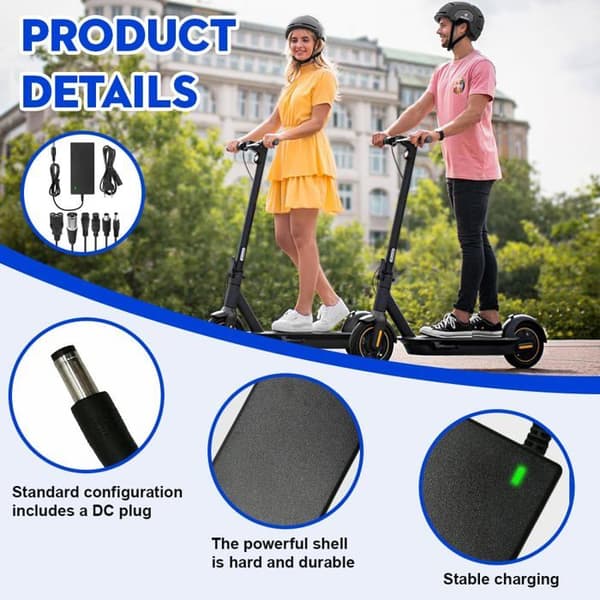 42V 2A elektrisk sparkesykkel-lader, 6-kontakters hoverboard-adapter, universell LED E-sykkel hurtiglading