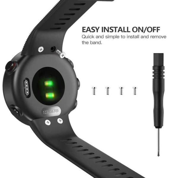Armbånd - Kompatibelt med Garmin Forerunner 45 - Blød silikone - Metalspænde - Sort
