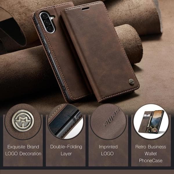 Samsung Galaxy A56 CaseMe 013 Multifunktionel Horisontal Flip Læder Etui [JUN]-FS Brown