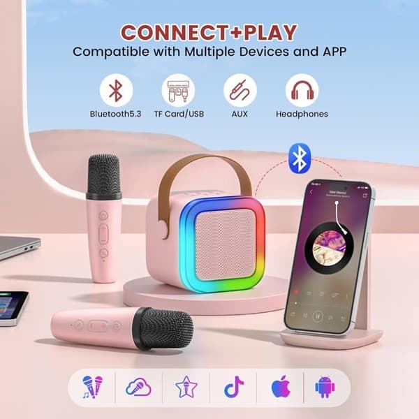 K12 premium Bluetooth-højttaleren i lys lilla (dobbelt mikrofon + højttaler) er perfekt til d