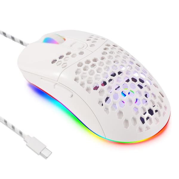 Kablet USB-C RGB Makro 6-knaps Screening Mus til Esports Gaming, USB Version, Sort