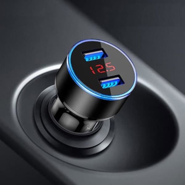 Biloplader - 3.1A - Dobbelt USB - LCD-skærm - 12V/24V
