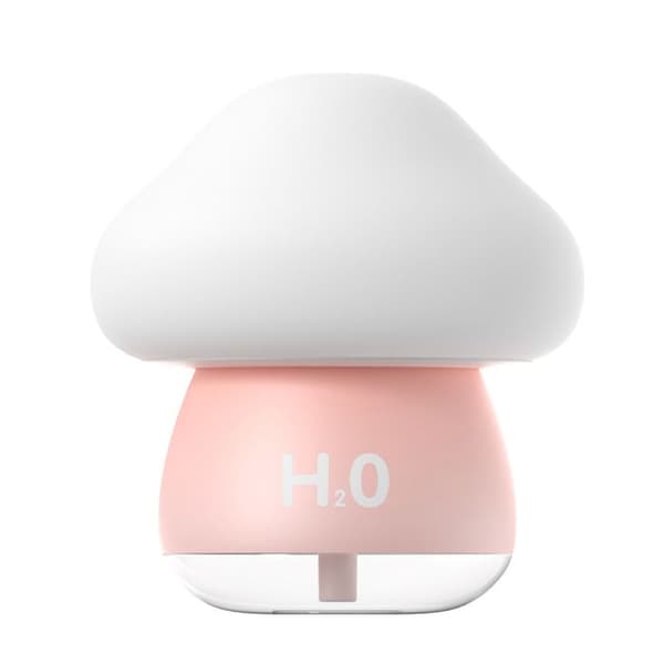 Denne rosa soppformede nattlampen/luftfukteren passer til hjem, kontor, bil og soverom.