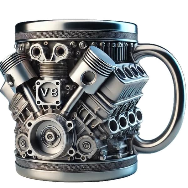 V8 Motor Rustfritt Stål Krus - Personlig 3D Motor Design V8
