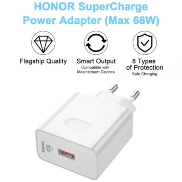 66W Supercharge Hurtigoplader til Honor 200 Lite 90 Lite Magic6 Lite, 66W Supercharge Oplader med 6A USB C Kabel 1m til Honor Magic6 6Pro Magic7 Lite