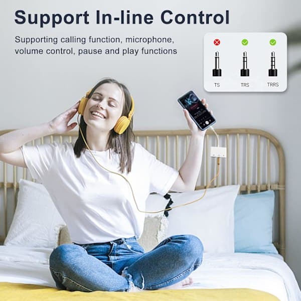 USB C Adapter 3,5mm Jack med Snabbladdning OTG Adapter, Typ C till Aux Splitter Hörlursljud (Vit)