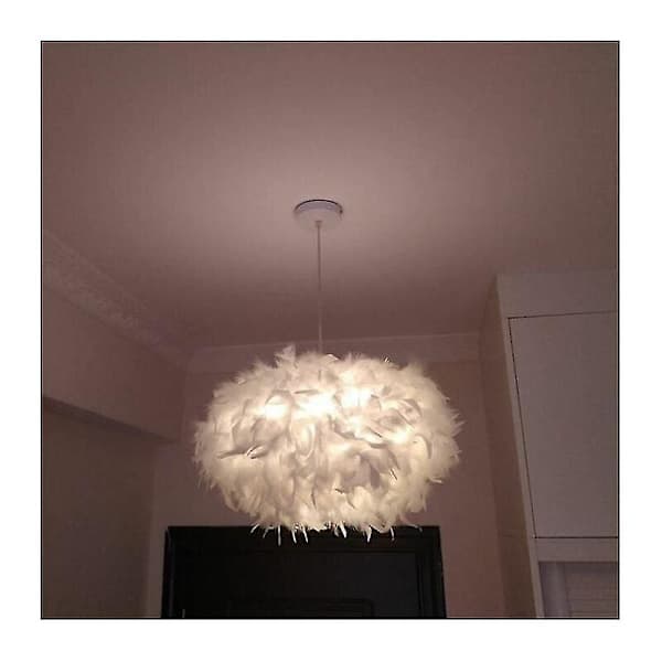Hvid fjer lysekrone E27 40w Diameter 45cm-XS2-