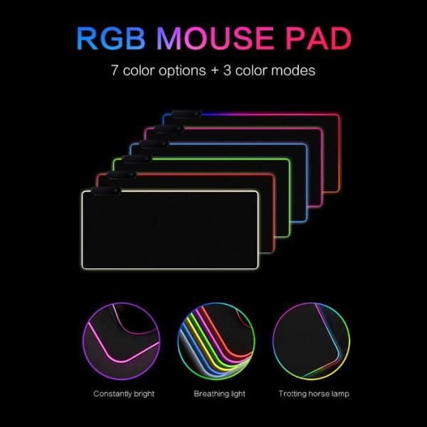 RGB LED Gaming Musematte - Modell - Ultra-glatt overflate - Sklisikker base