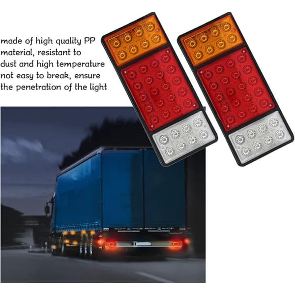 Sæt med 2 12V 36 LED bilbaglygter, bremselys, blinklys til lastbil, trailer, campingvogn, varevogn, baklys