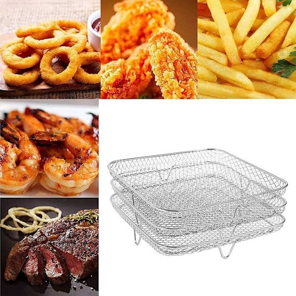Airfryer-stativ Tre-lags stabilt dehydratorstativ i rustfritt stål