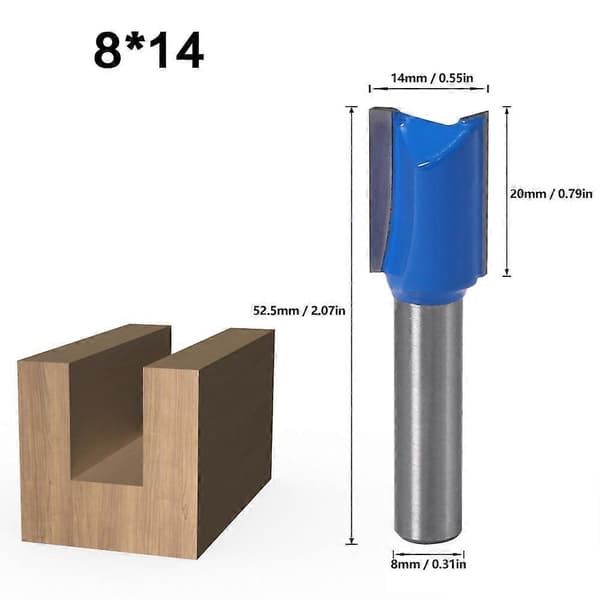 Sæt med 7 lige fræsere med dobbelt rille i YG8-legering, 8 mm