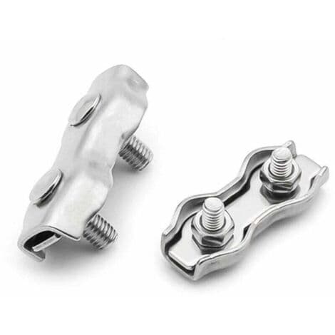 12 stk. M2 2mm Duplex Kabelklemmer i 304 Rustfrit Stål til 2mm Wirekabelklemme