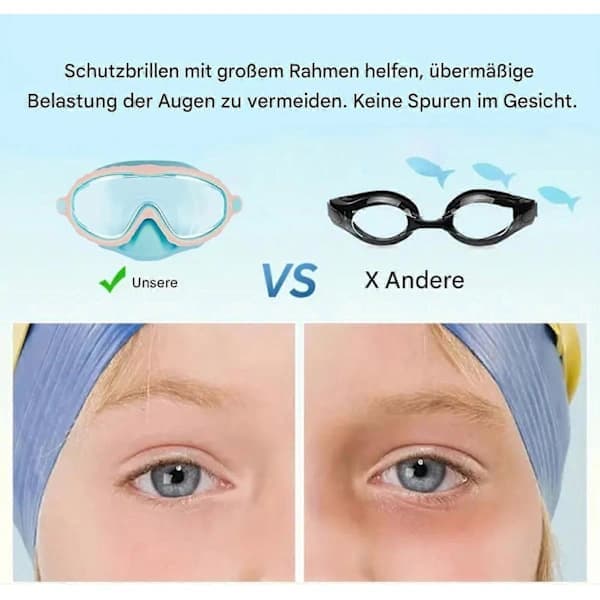 Svømmebriller for barn med nesebeskyttelse, antidugg, forsegling, komfortabel justering, rosa blå Blue