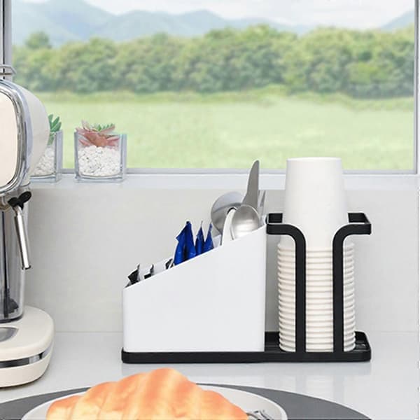Kaffekopholder Te-pose Dispenser Let Tilgængelig Bakke Multifunktionel Pladsbesparende Kontor Hjem Black