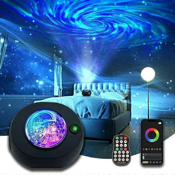 M1 Galaxy Star Projector Lampa Bluetooth Högtalare Roterande Aurora Nattlampa med Timer