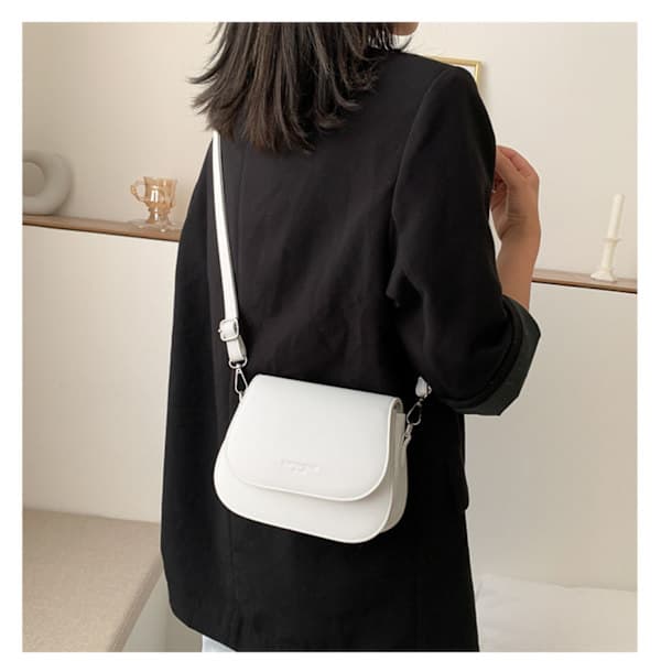 Ny Retro Sadelväska PU Axelväskor Messenger Bag White