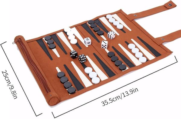 Rejsestørrelse Backgammon-sæt, Roll Double Land Checkerboard-sæt, Bærbart Backgammon, Rejsespil Voksen Roll Design Børns Puslespil Bræt Strate