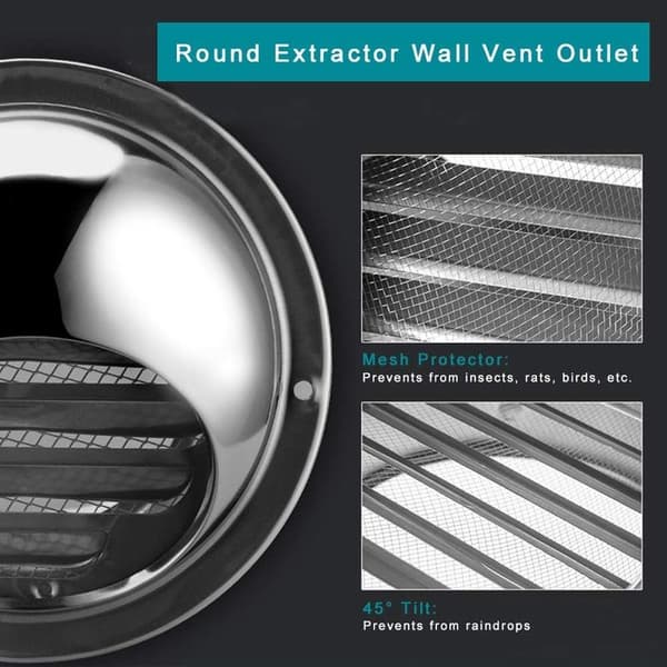 150 mm rund ventilationsrist – 304 rustfrit stål – insektnet – til private og industrielle ventilationssystemer