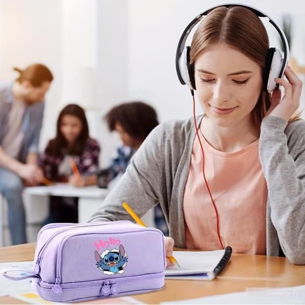 Multifunksjonelt pennal med 4 rom, stor kapasitet, for skole og kontor, gave til barn