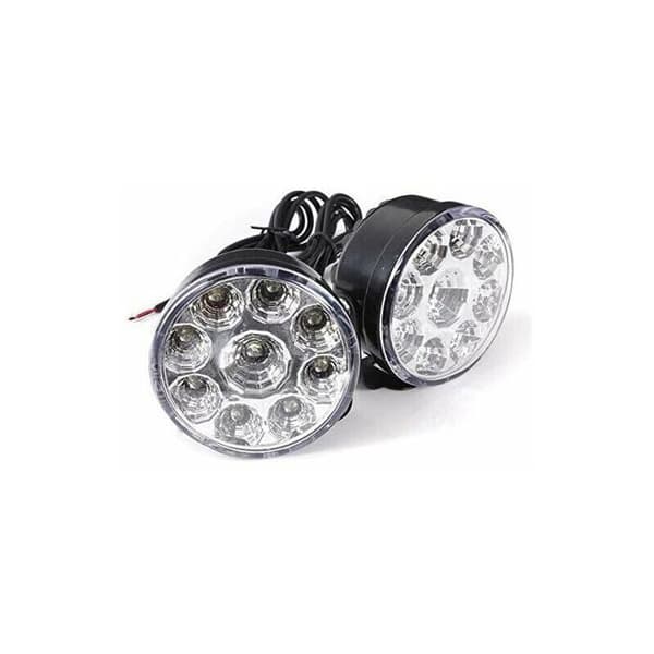 Universal rund 9-LED dimljus (vitt ljus), 12V, 4.5W, bildimljus, 2-pack