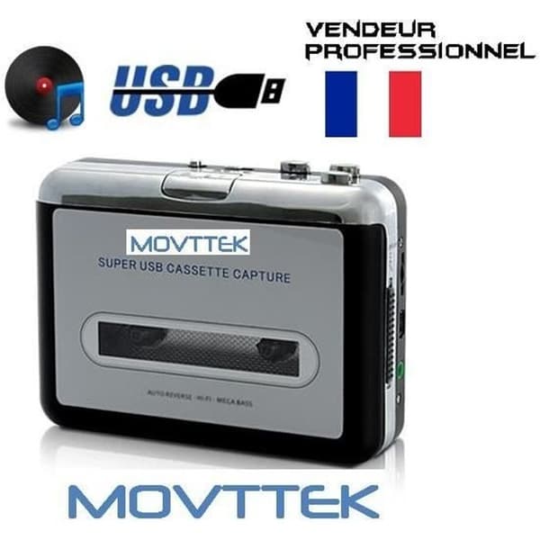 Kasettisoitin - MP3-muunnin - Hopea - USB-virta - 2 AA-paristoa