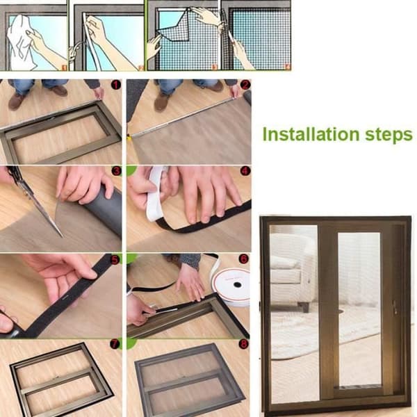 Myggnät - 2-pack - 200 x 150 cm - Kardborrefäste - Svart