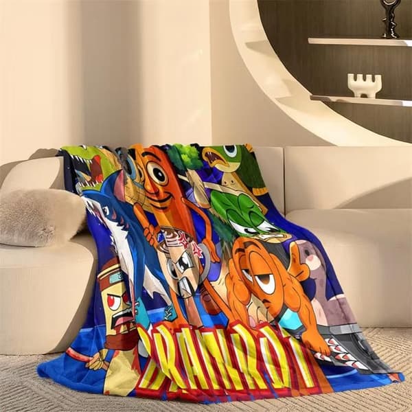 BRAINROT Flonel Tæppe med Behageligt Print til Sofa, Couch, Seng eller Stuekomfort, til Camping og Rejser 130*150cm