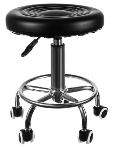 Skammel med hjul - Arbejdsskammel - Barberstol - Barber/Salon Sort