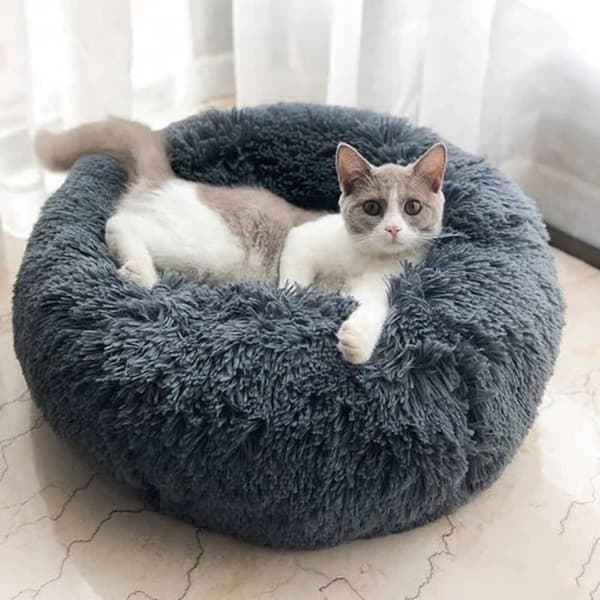 Husdjurssäng - Varm - Grå - Diameter 50CM - För små hundar och katter - Inomhus