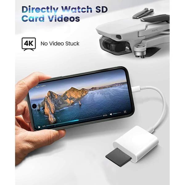 USB-C til SD-kort kamera læser til 15/15 Plus/15 Pro/15 Pro Max, Pro M1 Air, Pro/Air